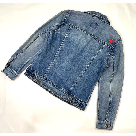 Old Navy Embroidered Bae Area, Daisy & Heart Denim Jean Jacket Size Medium - Picture 7 of 9